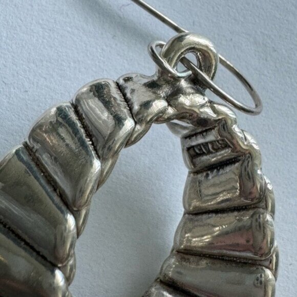 E&L Twist Textured Sterling Silver Electroform Earrings Israel 2.5” long - Picture 8 of 11